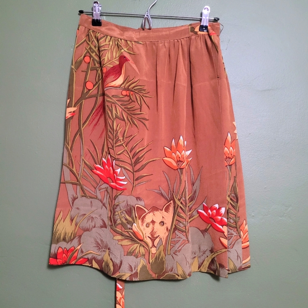Carole Little for Saint-Tropez West | 100% Silk Jungle Print Skirt – Vintage M/L